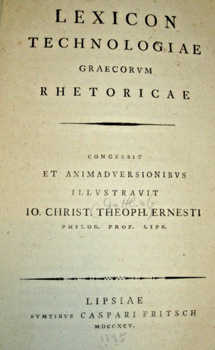 Lexicon technologiae graecorvm - lexicon,